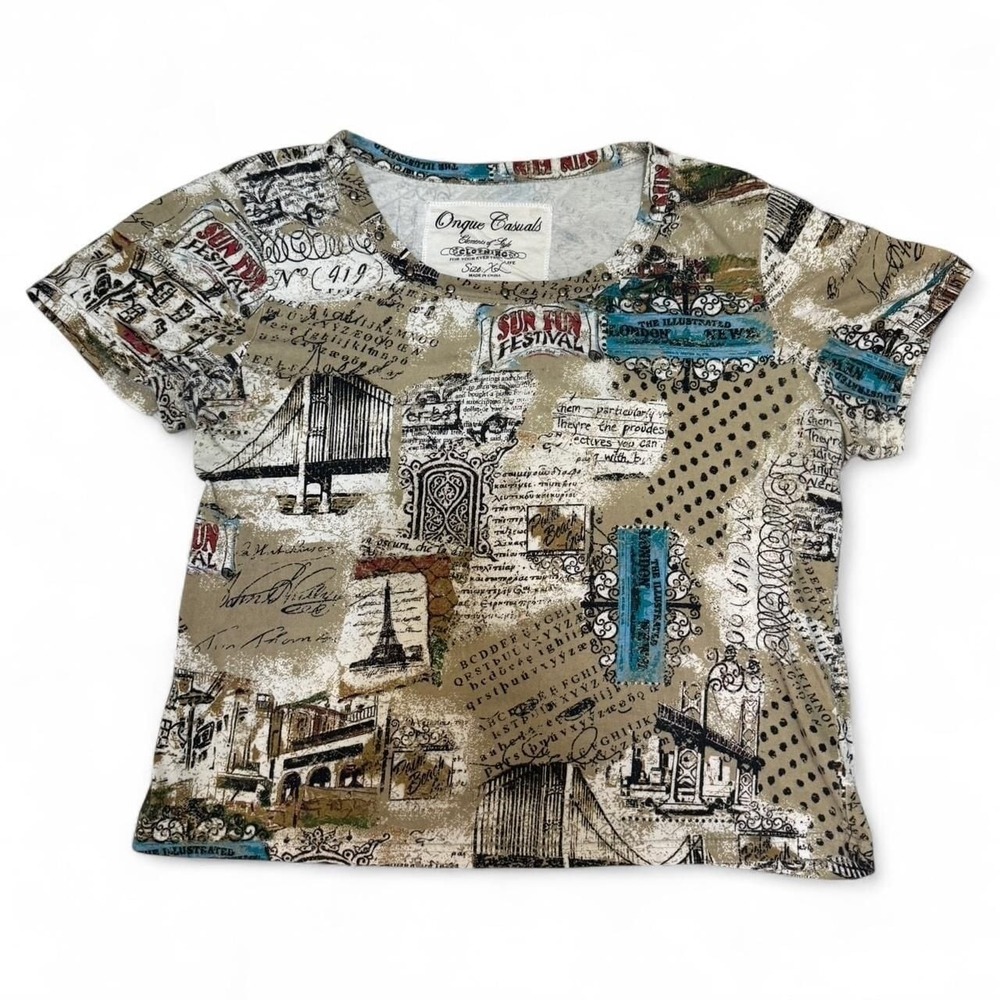 Onque Casuals Graphic Print Studded Crop Top,‎ Size XL — Festival Vibes